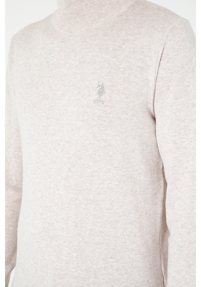 U.S. Polo Assn. Erkek Slim Fit Yarım Boğazlı Taş Melanj Basic Kazak 50288887-VR225