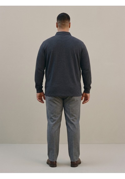 Maccali Erkek Antrasit Büyük Beden Polo Yaka Battal Sweatshirt