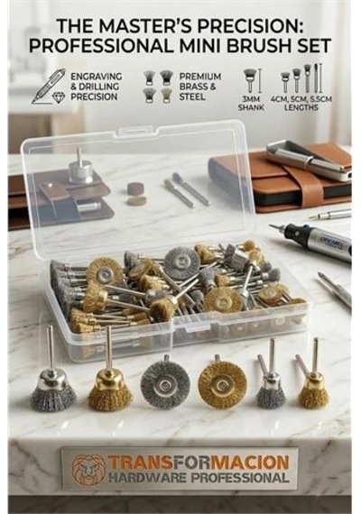 Mey İthalat Masterworks 60 Parça Gravür Tel Fırça Seti 3mm Şaft, Pirinç & Çelik 723012
