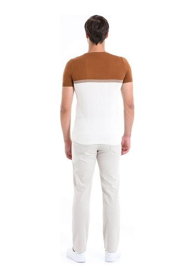 Hatemoğlu Tarçın Slim Fit Desenli Bisiklet Yaka Tişört-Tarçın