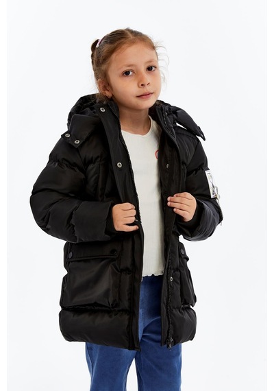 Benitto Kids Kız Çocuk Kalın Kışlık Kapüşonlu Kaban 51349 Siyah