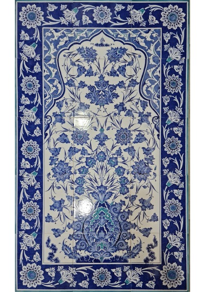 Armada Çini 60x100 Cm Ed 618 Mavi Beyaz Lotus Pano