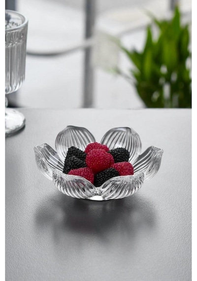 6 Lı Lotus Çiçeği Kahve Yanı Sunumluk Çizgili Origami Lokumluk Şekerlik Drajelik - Beyaz Beyaz