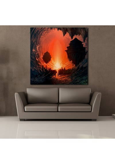Dalga Arasından Güneşin Doğuşu Kanvas Tablo 130x130cm