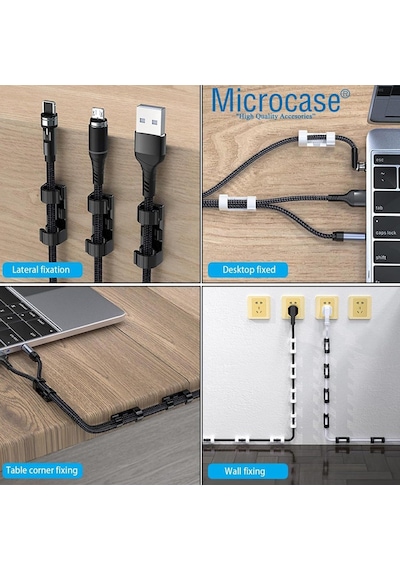 Yapışkanlı Kablo Sabitleyici Düzenleyici Çok Amaçlı Kablo Toparlayıcı Klips Set-al4552 16 Adet Siyah