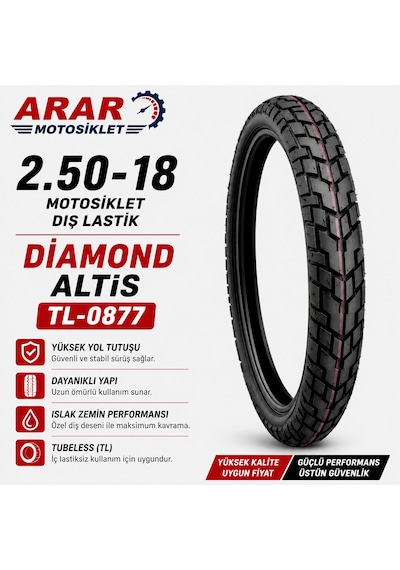 2.50-18 Motosiklet Dış Lastik Diamond Altis Tl-0877