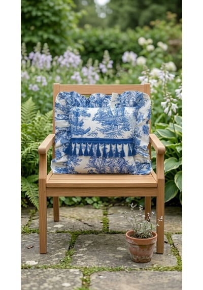Toile Azure Ruffle Yastık Çok Renkli
