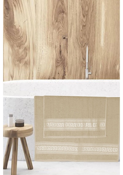 2 Parça Banyo Havlu Seti Helen %100 Pamuklu 70x140 Cm Bej