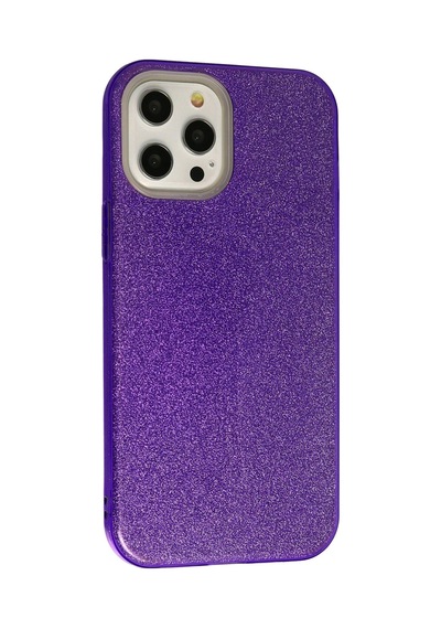 Newface - 635 - İphone 12 Pro Max Kılıf Simli Katmanlı Silikon - Edntrend - - Mor