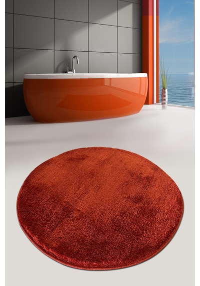 Pasific Orange Çap 90x90 cm  Banyo Halısı Paspas Yıkanabilir
