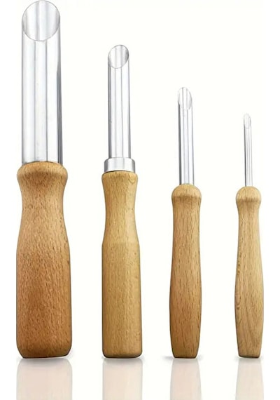 Kil Delik Açacağı, Modelleme Delik Açma, Çölekçilik, Ahşap Saplı Paslanmaz Çelik-set 4 Adet