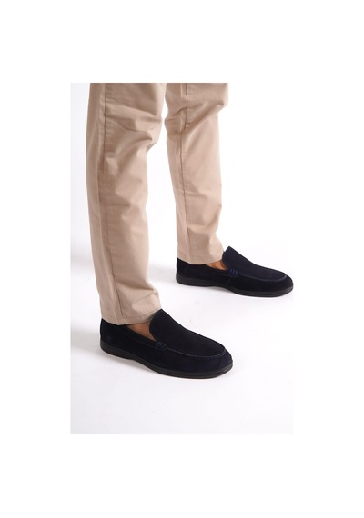 Mubiano Hakiki Deri 22103t-lcv Lacivert Nubuk Erkek Loafer Lacivert