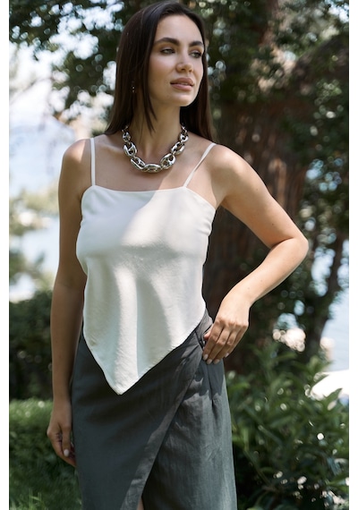 Mai Collection Mai Studios Co. Alytih Üçgen Detay Ekru Crop Ekru
