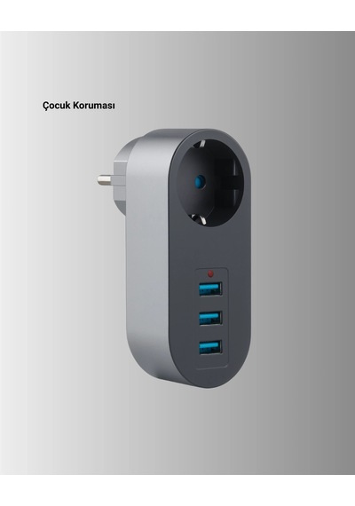 Ceylan Adam 2500w Güç Destekli Akım Korumalı Priz 3 Usb Çıkışlı Standart