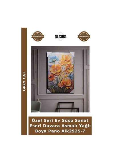 Özel Seri Ev Süsü Sanat Eseri Duvara Asmalı Yağlı Boya Pano Alk2925-7