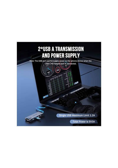 Lemorele Tc24, 5 İn 1 Çoğaltıcı Hub - 1x Rj45 İnternet 2x Usb 3.0 4k Hdmı Ve Type-c Pd Şarj Girişli Çoklayıcı