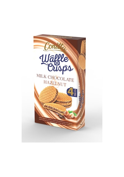 Conitta Waffle Crisps Fındık Kremalı Ve Sütlü Çikolatalı Çıtır Gofret 100 Gr. 1 Paket