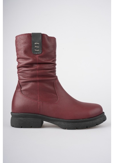 Analin Shoes Kadın Hakiki Deri İçi Kürklü Körüklü Bot Bordo