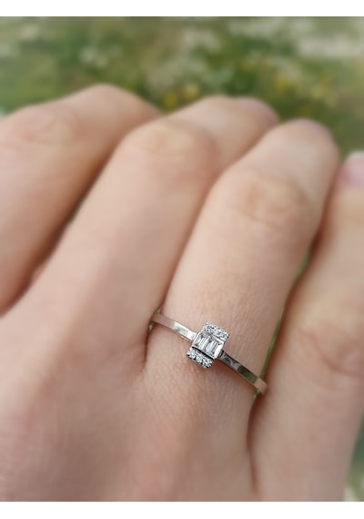 Nadias Jewellery Baget Pırlanta Tektaş Yüzük (461051451)