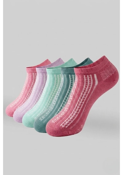 Socketta 5'li Karışık Renkli Kadın Bambu Kendinden Desenli Dikişsiz Esnek Yazlık Patik Çorap - Premium Yeşil-lila-mint-pembe-gül Kurusu Socketta 5'li Karışık Renkli Kadın Bambu Kendinden Desenli Dikişsiz Esnek Yazlık Patik Çorap - Premium Yeşil-lila-mint-pembe-gül Kurusu