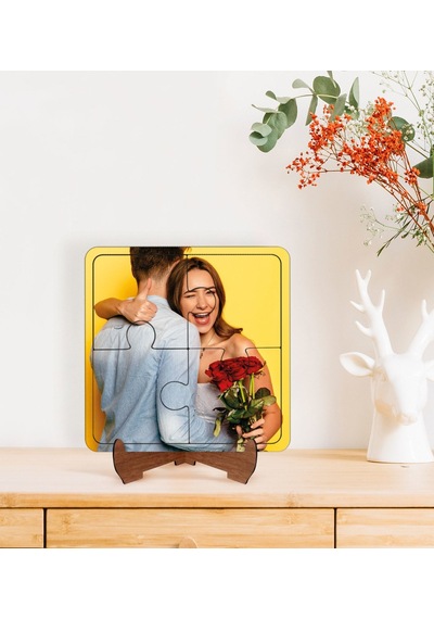 Kişiye Özel Fotoğraflı Ahşap Standlı Puzzle Çerçeve-1