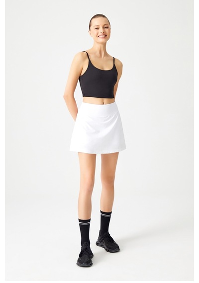 Los Ojos Beyaz 2 Katmanlı Tenis Eteği - Şort Etek - Spor Etek Tennis Skirt Beyaz