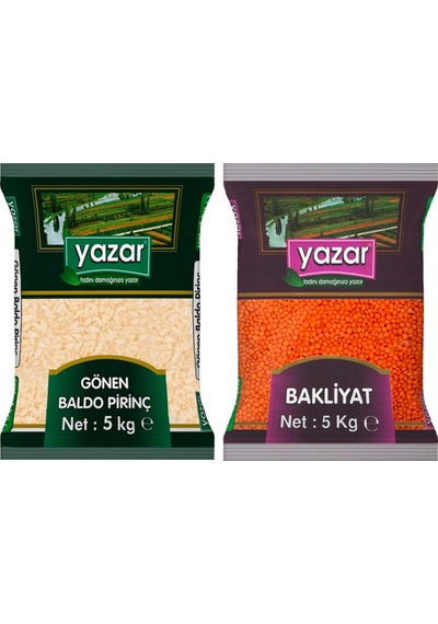 Yazar Gönen Baldo Pirinç 5 KG + Yazar Kırmızı Mercimek 5 KG