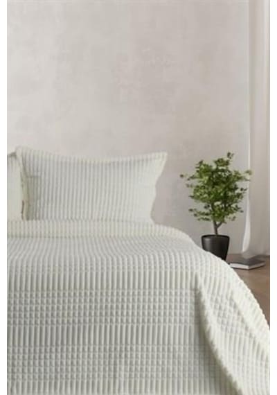 Merinos Modern Line 3 Parça Çift Kişilik Battaniye Seti Kemik