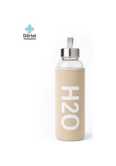 H2o Kılıflı Cam Matara 600 Ml Bej