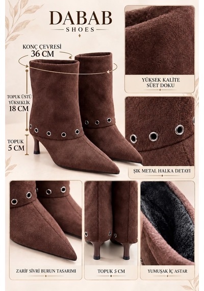 Dabab Shoes Lucıa Kadın Acı Kahve Süet Görünümlü Metal Halka Detaylı Sivri Burun 5 Cm İnce Topuklu Kısa Bot Bootie Acı Kahverengi Dabab Shoes Lucıa Kadın Acı Kahve Süet Görünümlü Metal Halka Detaylı Sivri Burun 5 Cm İnce Topuklu Kısa Bot Bootie Acı Kahverengi