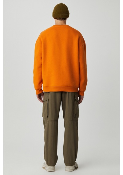 Grımelange CASSY Erkek Organik Pamuklu Yumuşacık Baskı Detaylı Hardal Sweatshirt