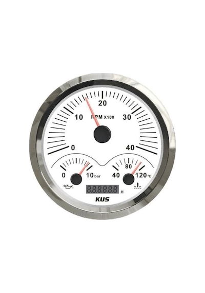 Kus 3'lü Devir + Yağ + Hararet + 12/24v Gösterge Beyaz 111mm