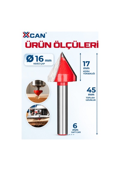 60 V Kanal Freze Ucu Ø16 Mm 6 Mm Şaft Gravür Ve Kanal Açma