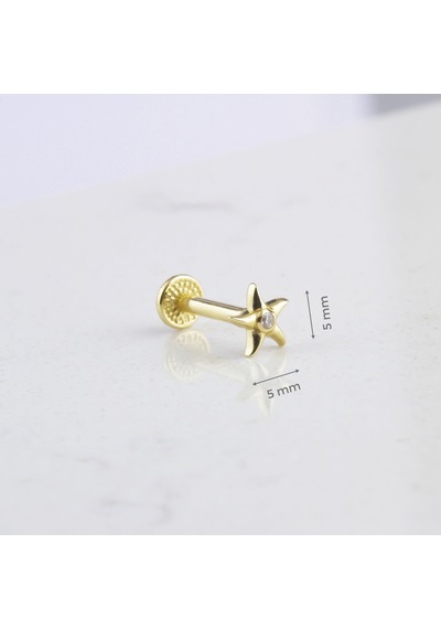 Glorria Altın Deniz Yıldızı Tragus Piercing Çok Renkli