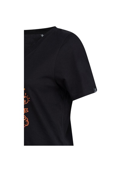 2as Alone Baskılı V Yaka Kadın T-shirt 411 Siyah