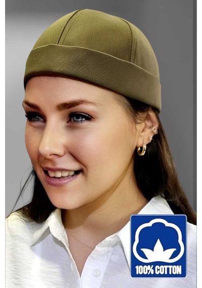 Unisex %100 Pamuklu Docker Şapka Haki