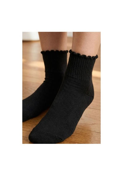 Buly Volanlı Kenar Detaylı Ankle Çorap Siyah