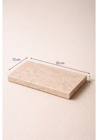 Traverten Mermer Anahtar Tabağı 12x25 Cm Dekoratif Antre Anahtarlık Ve Masa Üstü Organizer