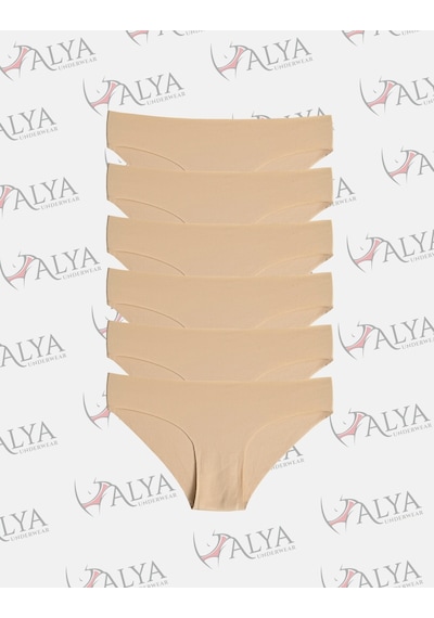 Alya Underwear Basic Lazer Kesim Kadın Bikini Külot Dikişsiz Kadın Slip - Ultra Esnek Ve Rahat 6'lı Paket Ten