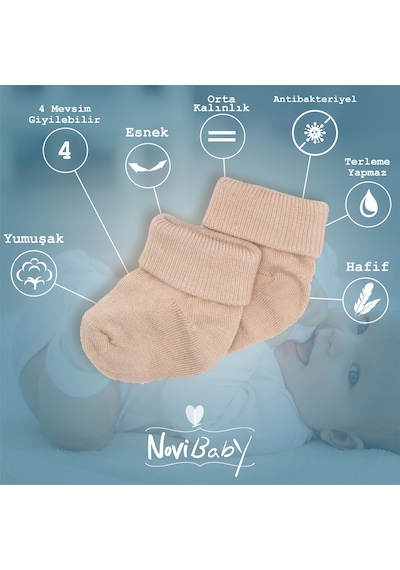 Novibaby 2'li Bambu Bebek Çorap I Lemon I 0 6 Ay I Sarı Yenidoğan Bebek Çorabı Çok Renkli