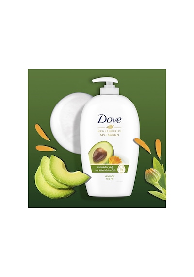 Dove Sıvı Sabun Avokado Yağı Kalendula Özlü Nemlendiricili 450 Ml
