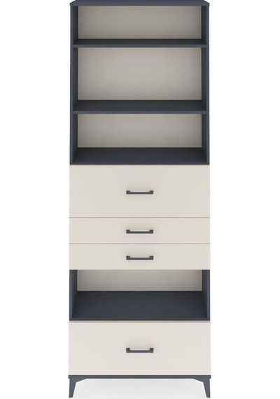 Arges Dolap 4 Raflı 4 Çekmeceli 88x30x243 Antrasit-aytaşı Antrasit