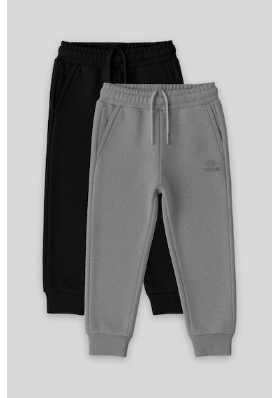 Tommylife Standart Fit Basic 2li Paket Siyah-gri Melanj Erkek Çocuk Eşofman Alt - 11224 Siyah - Gri