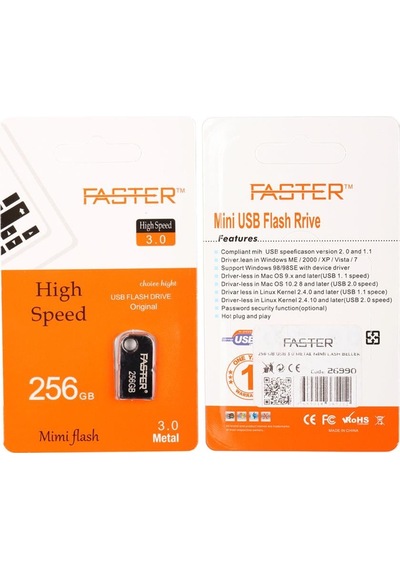 Faster 256 Gb Mimi Serisi Usb 3.0 Yüksek Hızlı Metal Flash Bellek