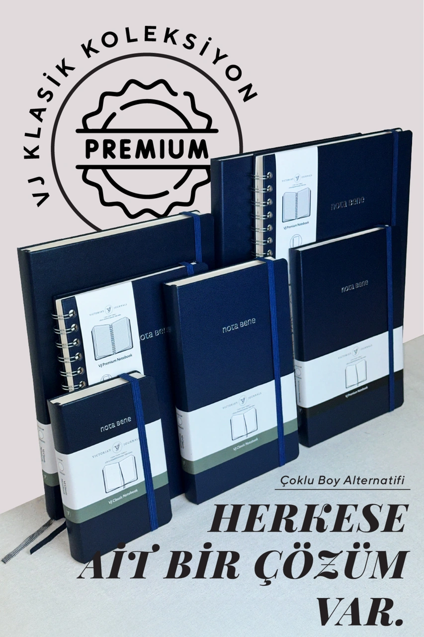 Nota Bene Spiralli Premium Sert Kapak Defter, 14.8x21 Cm, Çizgili Lacivert