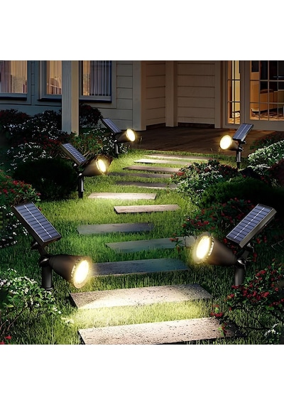 Solar Güneş Enerjili Bahçe Lambası 7 Led'li - Ip65 Su Geçirmez Ayarlanabilir Led Projektör, Dış Mekan Çim, Pati