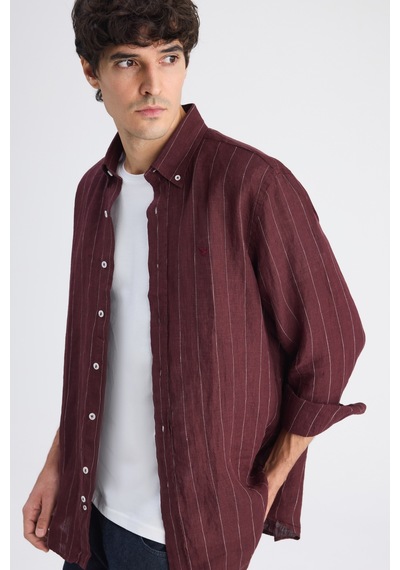 D'S Damat Ds Damat Comfort Bordo Çizgili Gömlek 6hc02hd45304m Çok Renkli