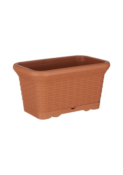 Hb01 Hasır Balkon Saksı Tabaklı 33cm, 6.5 Litre Kiremit