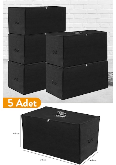 Serstil 5 Adet - Büyük Boy Siyah Hurç - 74 X 46 X 46 Cm