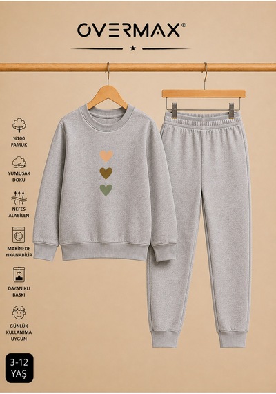 Overmax Çocuk Eşofman Takımı Sevimli Kalpler Baskılı Sweatshirt & Eşofman Altı Gri Üst-gri Alt - 918470880 Gri Üst-gri Alt Overmax Çocuk Eşofman Takımı Sevimli Kalpler Baskılı Sweatshirt & Eşofman Altı Gri Üst-gri Alt - 918470880 Gri Üst-gri Alt